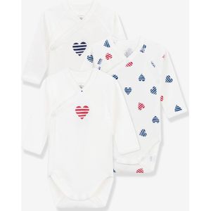 Petit Bateau - Set van 3 Rompertjes - Hartenprint - Katoen