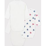 Petit Bateau - Set van 3 Gekruiste Rompers - Unisex - 1x1 Rib - Katoen