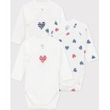 Petit Bateau - Set van 3 Gekruiste Rompers - Unisex - 1x1 Rib - Katoen