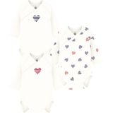 Petit Bateau - Set van 3 Gekruiste Rompers - Unisex - 1x1 Rib - Katoen