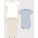 PETIT BATEAU - Set van 3 Effen Body's - Wit - Katoen - Korte Mouwen