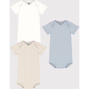 PETIT BATEAU - Set van 3 Effen Body's - Wit - Katoen - Korte Mouwen