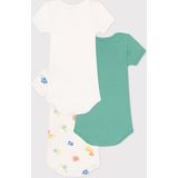 Petit Bateau - Rompertjes - Multi - Set van 3 - Amerikaanse Halslijn - Korte Mouwen