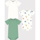 Petit Bateau - Rompertjes - Multi - Set van 3 - Amerikaanse Halslijn - Korte Mouwen