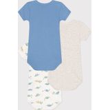 Petit Bateau - Rompertjes - Multi - Katoen - Set van 3 met Dinoprint