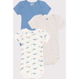 Petit Bateau - Rompertjes - Multi - Katoen - Set van 3 met Dinoprint