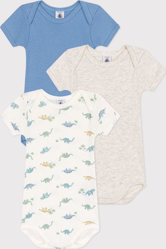 Petit Bateau - Rompertjes - Multi - Katoen - Set van 3 met Dinoprint