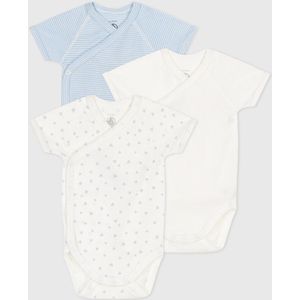 Set van 3 rompertjes met korte mouwen PETIT BATEAU. Katoen materiaal. Maten 0 mnd - 50 cm. Wit kleur