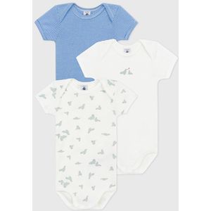 Petit Bateau - A0czu Noi Body - Korte Mouwen - Uniseks - Baby - 3 Stuks