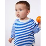 PETIT BATEAU - T-shirt - Blauw - Katoen - Lange Mouwen