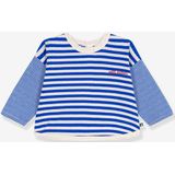 PETIT BATEAU - T-shirt - Blauw - Katoen - Lange Mouwen