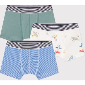 Petit Bateau Boxershorts Set van 3 - Groen - Blauw - Katoen