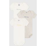 PETIT BATEAU - Rompertjes - Wit/beige - Katoen - Set van 3