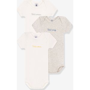 PETIT BATEAU - Rompertjes - Wit/beige - Katoen - Set van 3