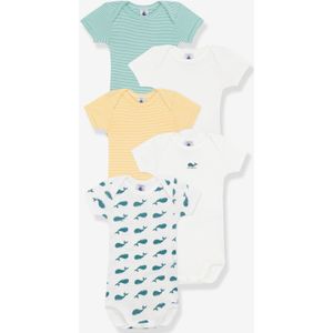 Set van 5 rompertjes met korte mouwen PETIT BATEAU. Katoen materiaal. Maten 3 jaar - 94 cm. Multicolor kleur
