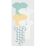 Petit Bateau - Rompertjes - Multi - Set van 5 - Korte Mouwen - Amerikaanse Halslijn