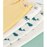 Petit Bateau - Rompertjes - Multi - Set van 5 - Korte Mouwen - Amerikaanse Halslijn