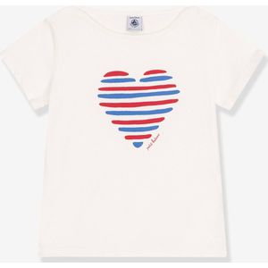 PETIT BATEAU - T-shirt - Wit - Katoen - Hartjesmotief