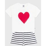 Petit Bateau - Pyjacourt - Katoenen Kinderpyjama - Wit/Blauw