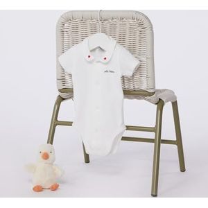 Petit Bateau Body met korte mouwen en kraag, uniseks, Wit, 12 Maanden