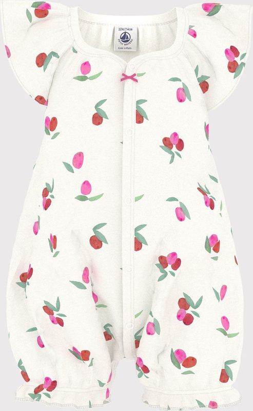 Petit Bateau - Short Playsuit - Marshmallow/Multico Berry - Biologisch Katoen