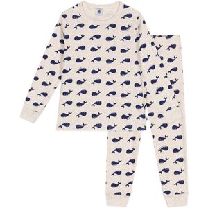 PETIT BATEAU - Kinderpyjama - Walvisprint - Katoen - Ronde Hals - Lange Mouwen