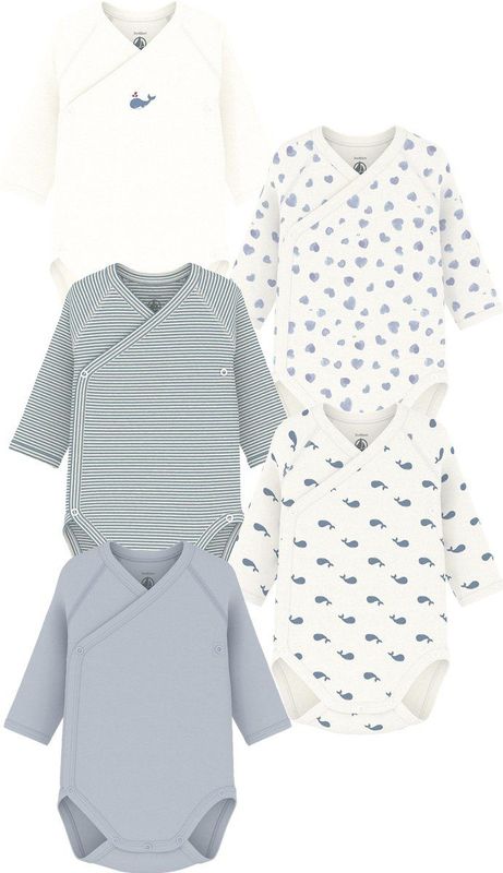 PETIT BATEAU - Rompertjes - Multicolor - Katoen - Set van 5