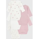 PETIT BATEAU - Set van 5 Overslagbody's - Lichtroze - Lange Mouwen - Katoen