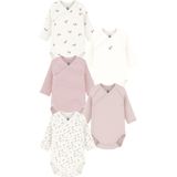 PETIT BATEAU - Set van 5 Overslagbody's - Lichtroze - Lange Mouwen - Katoen