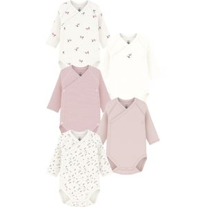 Petit Bateau - Set van 5 Overslagrompertjes - Wit - Lange Mouwen