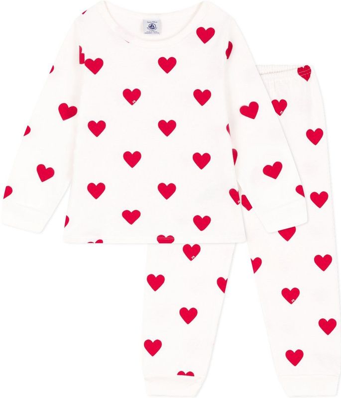 Petit Bateau - Pyjama - Wit - Hartenprint - Kinderen