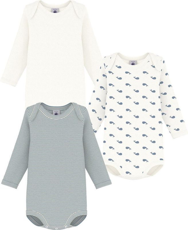 Petit Bateau - Setje Rompertjes - Unisex - Katoen - Walvisprint en Gestreept