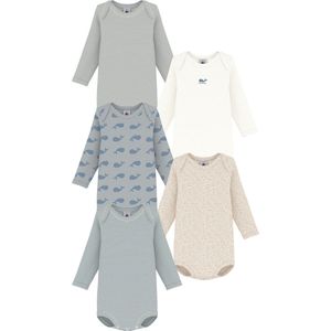 Petit Bateau - Setje Rompertjes - Unisex - Katoen - Walvissenprint - 5 Stuks