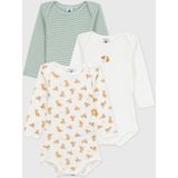Petit Bateau - Setje van Katoenen Body's - Luipaardprint - Set van 3