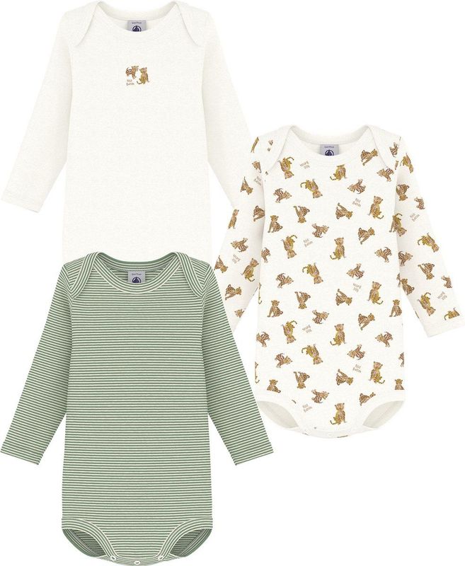 Petit Bateau - Setje van Katoenen Body's - Luipaardprint - Set van 3
