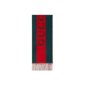 Gucci Groene Web Motif Wollen Sjaal , Green , Heren , Maat: ONE Size