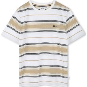 BOSS T-Shirt - Stone/Off White - BOSS - 8 jaar (128) - T-Shirts