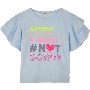 Billieblush - T-shirt - Blauw - Katoen - Opdruk Lovely Sunny Friendly