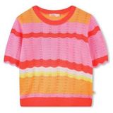 Gebreide Trui - Gestreept - Korte Mouwen - Ronde Halslijn - 100% Acryl