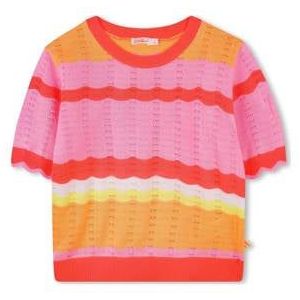 Gebreide Trui - Gestreept - Korte Mouwen - Ronde Halslijn - 100% Acryl