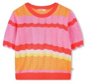 Gebreide Trui - Gestreept - Korte Mouwen - Ronde Halslijn - 100% Acryl