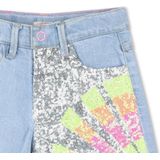 Billieblush - U20890 - Korte Broek - Denim - 4 Zakken, Verstelbare Taille, Paillettenillustratie