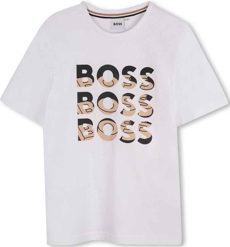 T-shirt voor kinderen van katoen met drievoudig logo met kleurverloop