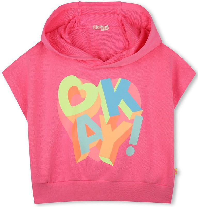 Sweater - Katoen - Korte Mouwen - Capuchon - Illustratie Voorkant