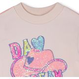 Billieblush - Sweatshirt - Hemelsblauw - Met Motiefprint en Pailletten