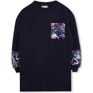 Billie Blush - Fleece Jurk - Donkerblauw - Met Pailletten - Ballonmouwen