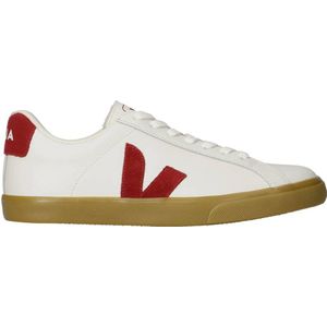 Veja - Esplar Logo - Leren Sneakers - Wit/Rood