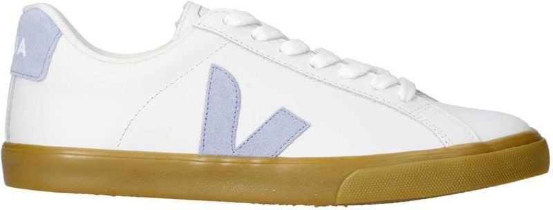 Veja - Esplar Logo - Leren Sneakers - Wit Lichtblauw