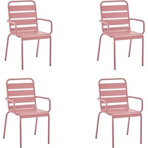 Set van 4 tuin Fauteuils - Staal - Roze