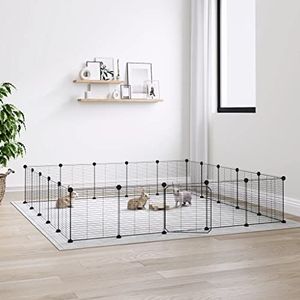 Home Meubels Tuin 20-Panel Pet Cage met Deur Zwart 35x35cm Staal